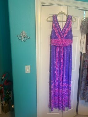 Lilly Pulitzer Purple Maxi Dress with Pink Print